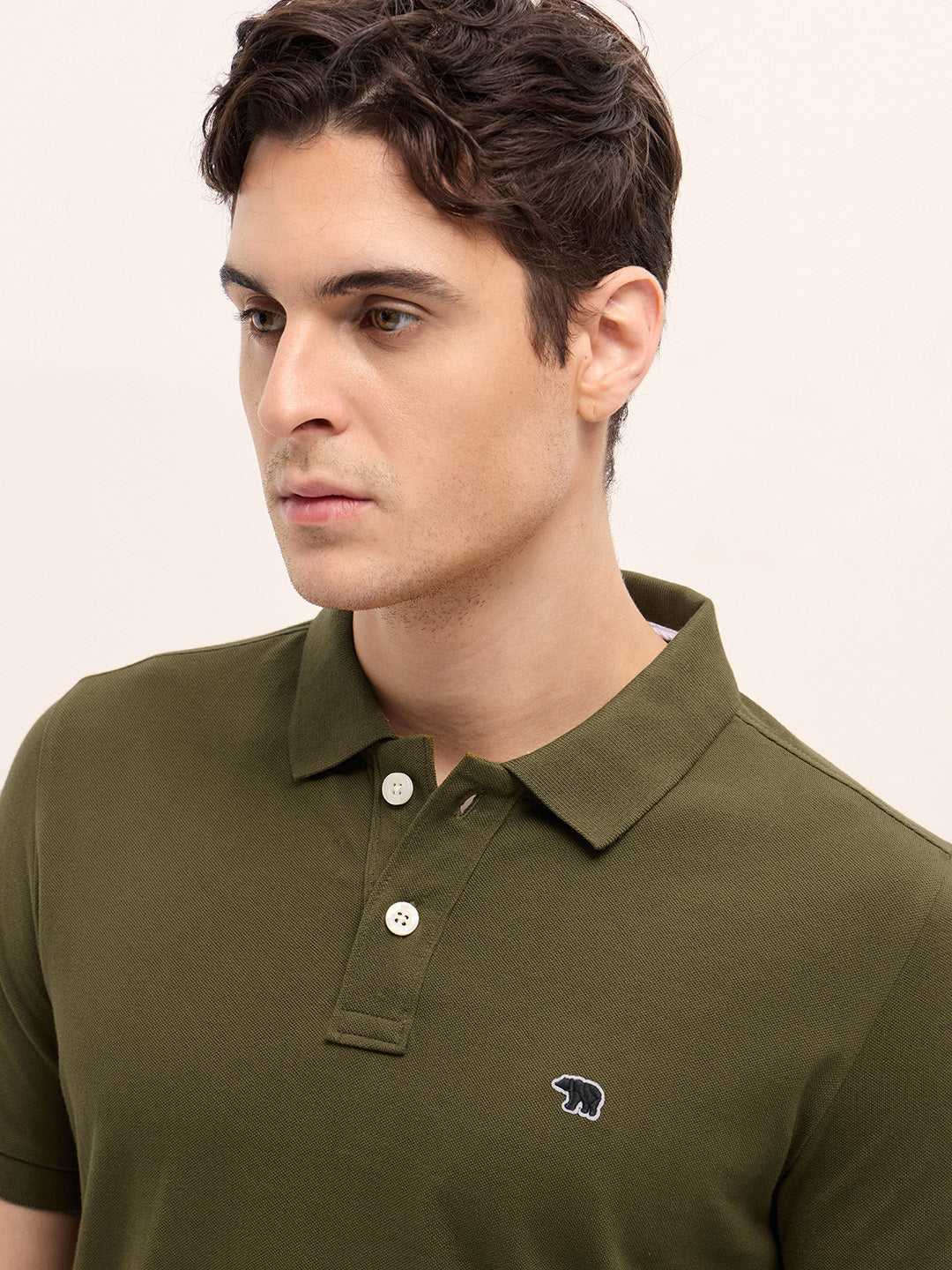 Men's Olive Casual Regular Fit Solid Half Sleeves Polo Tshirt