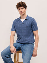 Men's Blue Casual Slim Fit Solid Half Sleeves Polo Tshirt