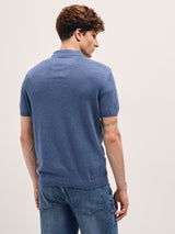Men's Blue Casual Slim Fit Solid Half Sleeves Polo Tshirt