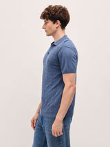 Men's Blue Casual Slim Fit Solid Half Sleeves Polo Tshirt
