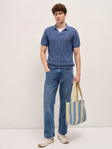 Men's Blue Casual Slim Fit Solid Half Sleeves Polo Tshirt