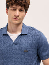 Men's Blue Casual Slim Fit Solid Half Sleeves Polo Tshirt