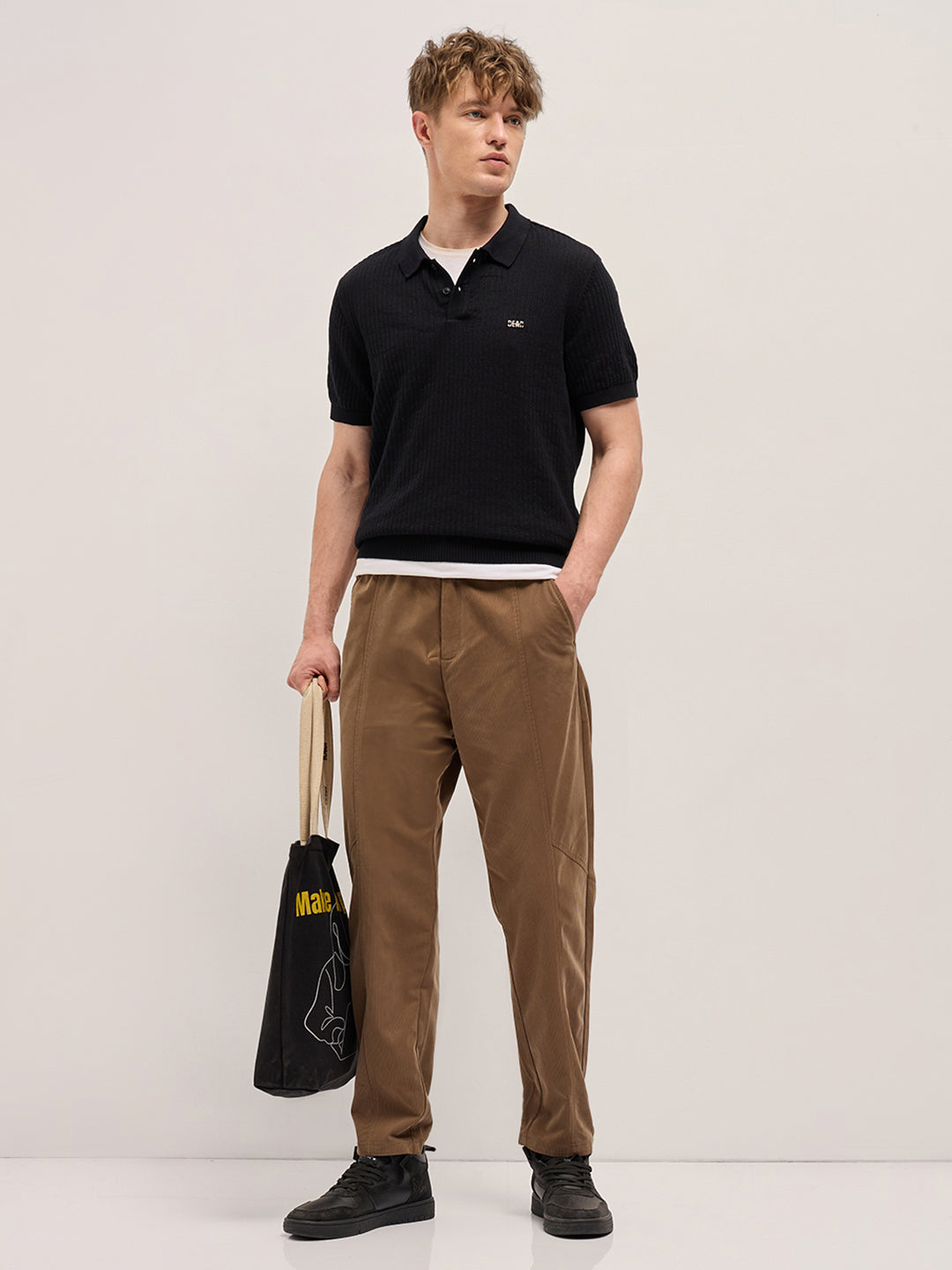 Men's Casual Slim Fit Solid Half Sleeves Polo Tshirt