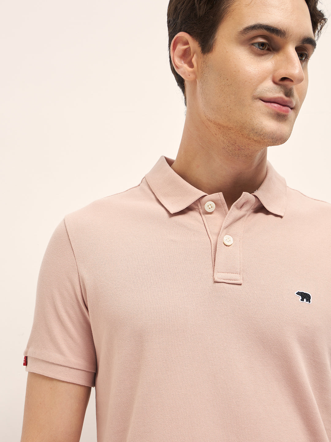 Men's Pink Casual Regular Fit Solid Half Sleeves Polo Tshirt