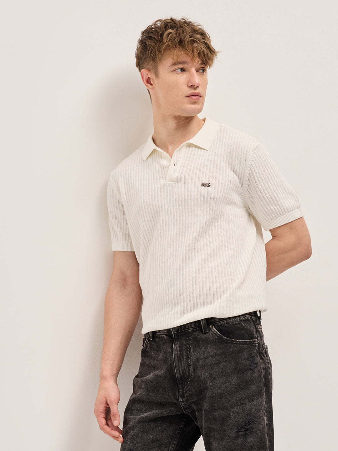 Men's Casual Slim Fit Solid Half Sleeves Polo Tshirt
