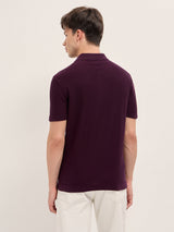 Men's Maroon Casual Slim Fit Half Sleeves Polo Tshirt