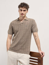 Men's Brown Casual Slim Fit Solid Half Sleeves Polo Tshirt