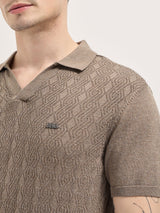Men's Brown Casual Slim Fit Solid Half Sleeves Polo Tshirt