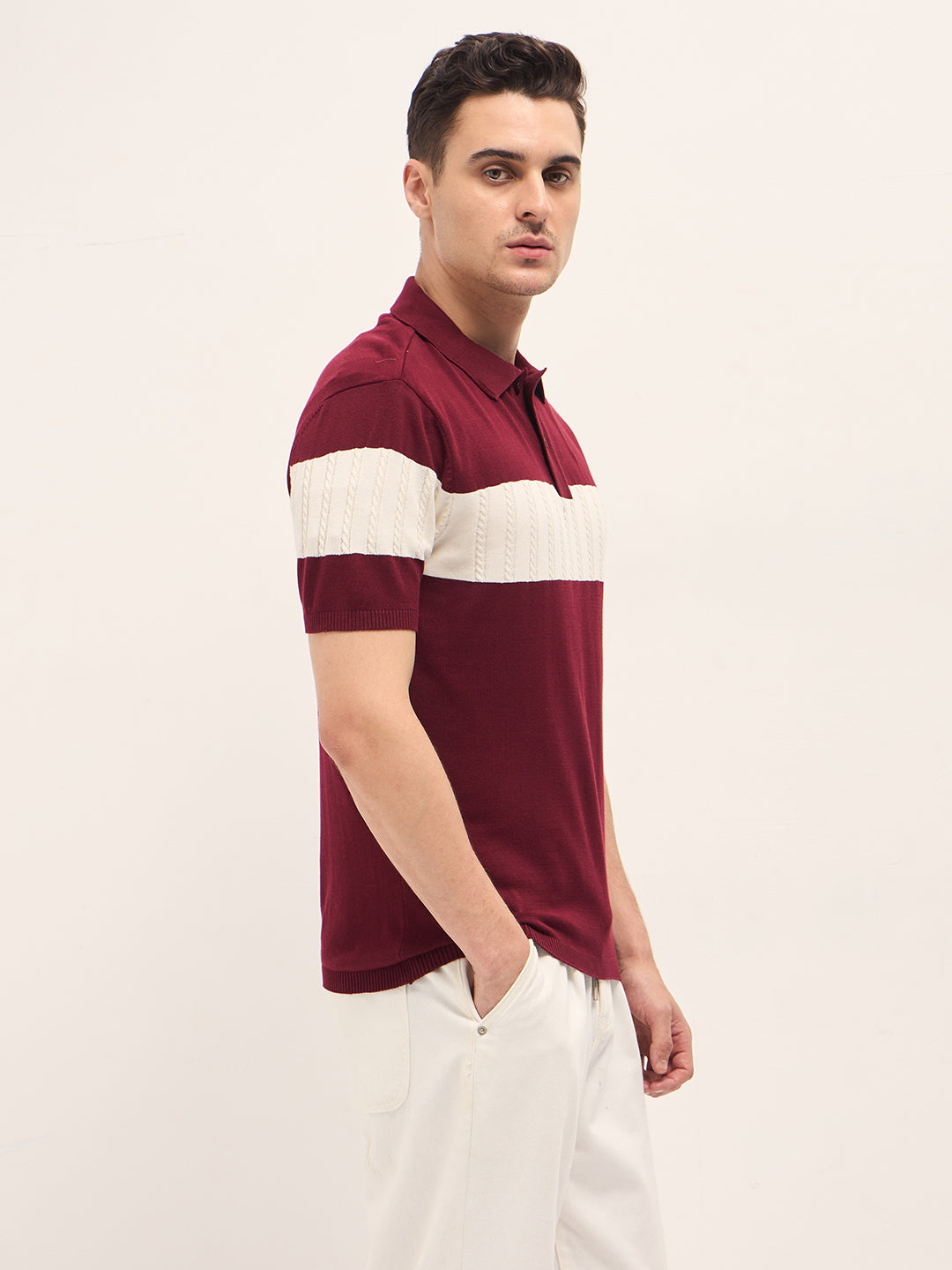 Men's Casual Slim Fit Solid Half Sleeves Polo Tshirt