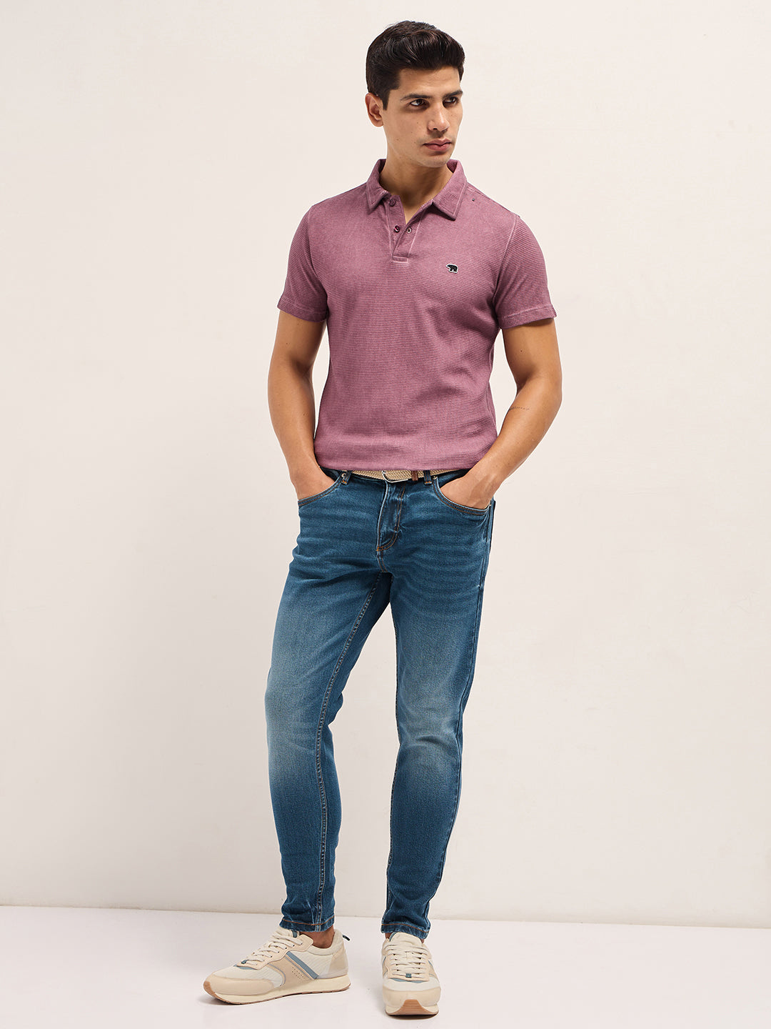 Men's Casual Slim Fit Solid Half Sleeves Polo Tshirt