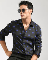Men's Black Casual Regular Fit Printed Full Sleeves Shirt