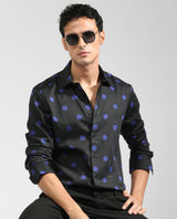 Men's Black Casual Regular Fit Printed Full Sleeves Shirt