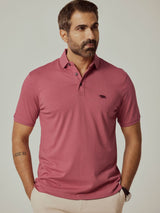Men's Pink Casual Regular Fit Solid Half Sleeves Polo Tshirt