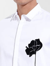 Men's White Casual Printed Full Sleeves Shirt