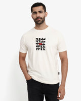 Men's White Casual Regular Fit Printed Half Sleeves Tshirt