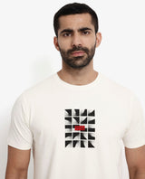 Men's White Casual Regular Fit Printed Half Sleeves Tshirt