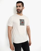 Men's White Casual Regular Fit Printed Half Sleeves Tshirt
