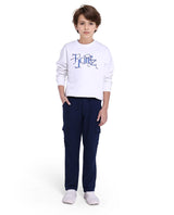 Boys Navy Casual Regular Fit Solid Cargo