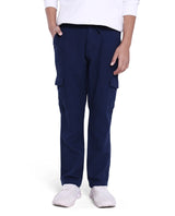 Boys Navy Casual Regular Fit Solid Cargo