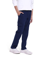 Boys Navy Casual Regular Fit Solid Cargo