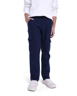 Boys Navy Casual Regular Fit Solid Cargo