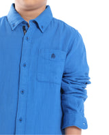 Boys Blue Casual Regular Fit Solid Full Sleeves Shirt
