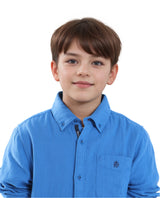 Boys Blue Casual Regular Fit Solid Full Sleeves Shirt