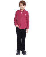Boys Red Casual Regular Fit Solid Full Sleeves Shirt