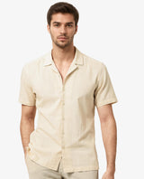 Men's Beige Casual Regular Fit Solid Half Sleeves Shirt
