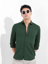 Men's Green Casual Solid Full Sleeves Shirt