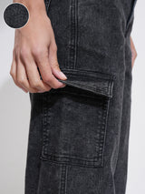 Women's Black Casual Solid Wide Leg Jeans