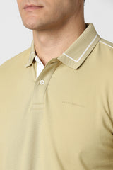 Men's Beige Casual Half Sleeves Polo Tshirt