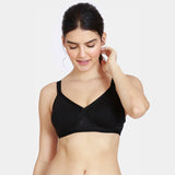 Women's Black Single Layered Non Wired Full Coverage Tshirt Bra