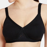 Women's Black Single Layered Non Wired Full Coverage Tshirt Bra