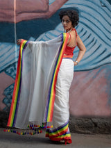 Women's White Cotton Saree