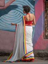Women's White Cotton Saree