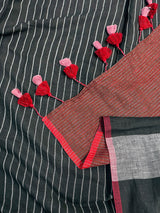 Women's Black Linen Blend Saree