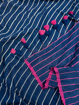 Women's Blue Linen Saree