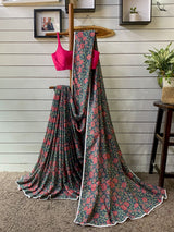 Women's Multicolor Mul Cotton Saree
