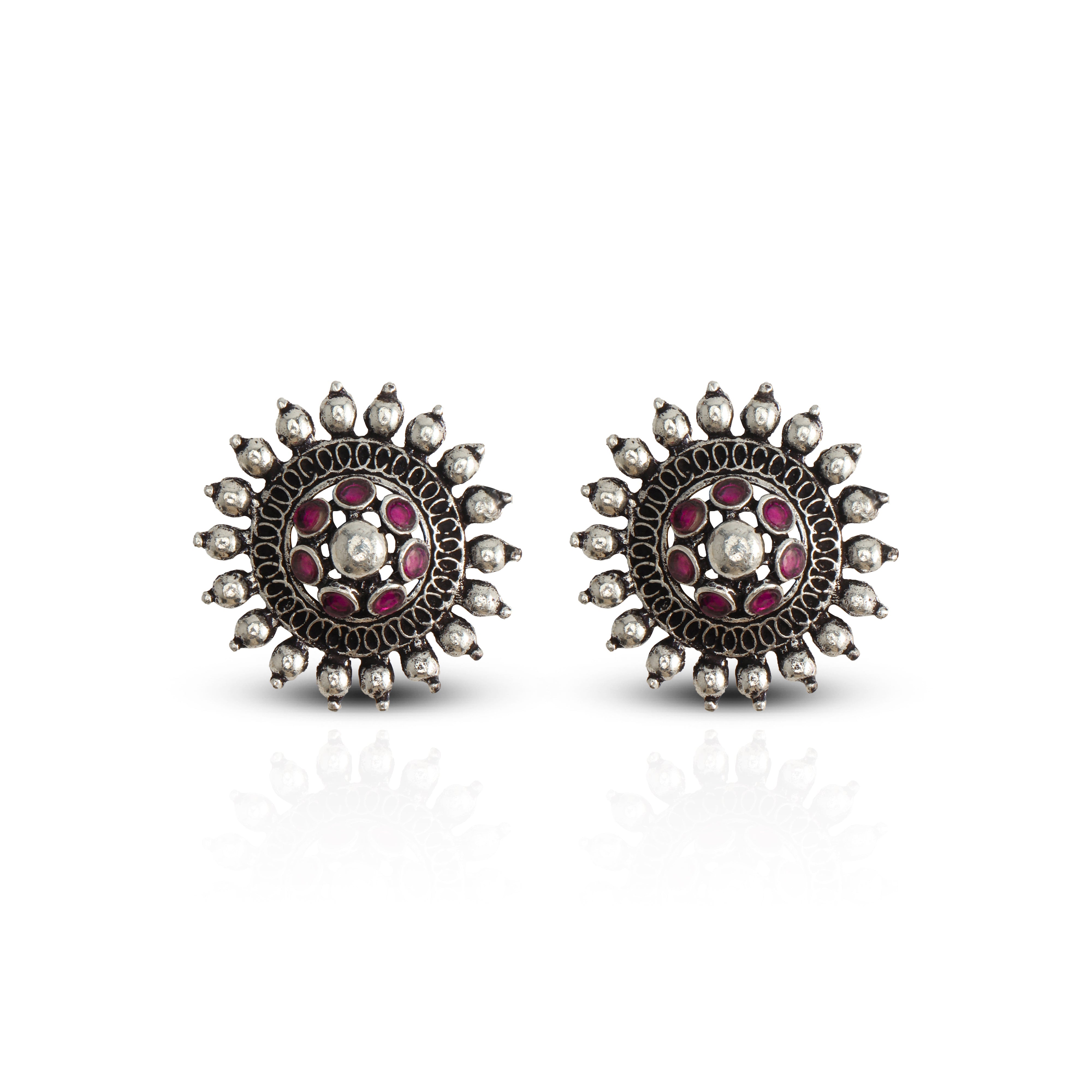 Women's Pink Mandala Stud Earrings