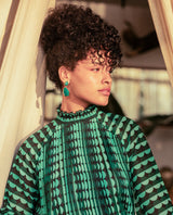Women's Round Neck Green Casual Full Sleeves Top