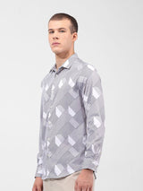 Men's White Casual Printed Full Sleeves Shirt