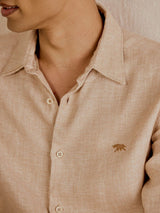 Men's Brown Casual Regular Fit Solid Full Sleeves Shirt