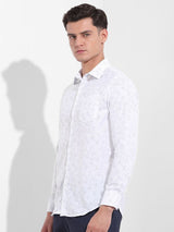 Men's Blue Formal Self Design Full Sleeves Shirt