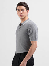 Men's Grey Casual Slim Fit Solid Half Sleeves Tshirt