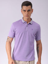 Men's Purple Casual Self-Design Half Sleeves Tshirt