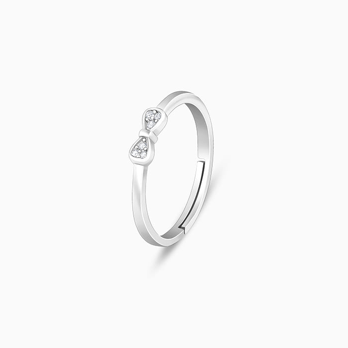 Women's Silver Zircon Bow Beauty Ring