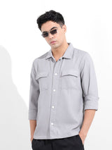 Men's Grey Casual Solid Full Sleeves Shirt