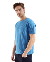 Men's Blue Casual Regular Fit Solid Half Sleeves Tshirt