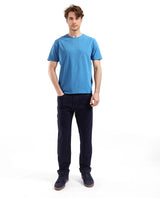 Men's Blue Casual Regular Fit Solid Half Sleeves Tshirt